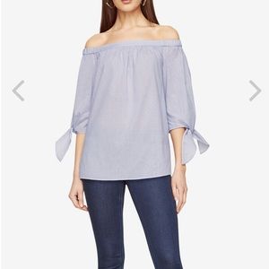 BCBGMAXAZRIA Tamsin Striped Off-The-Shoulder Top